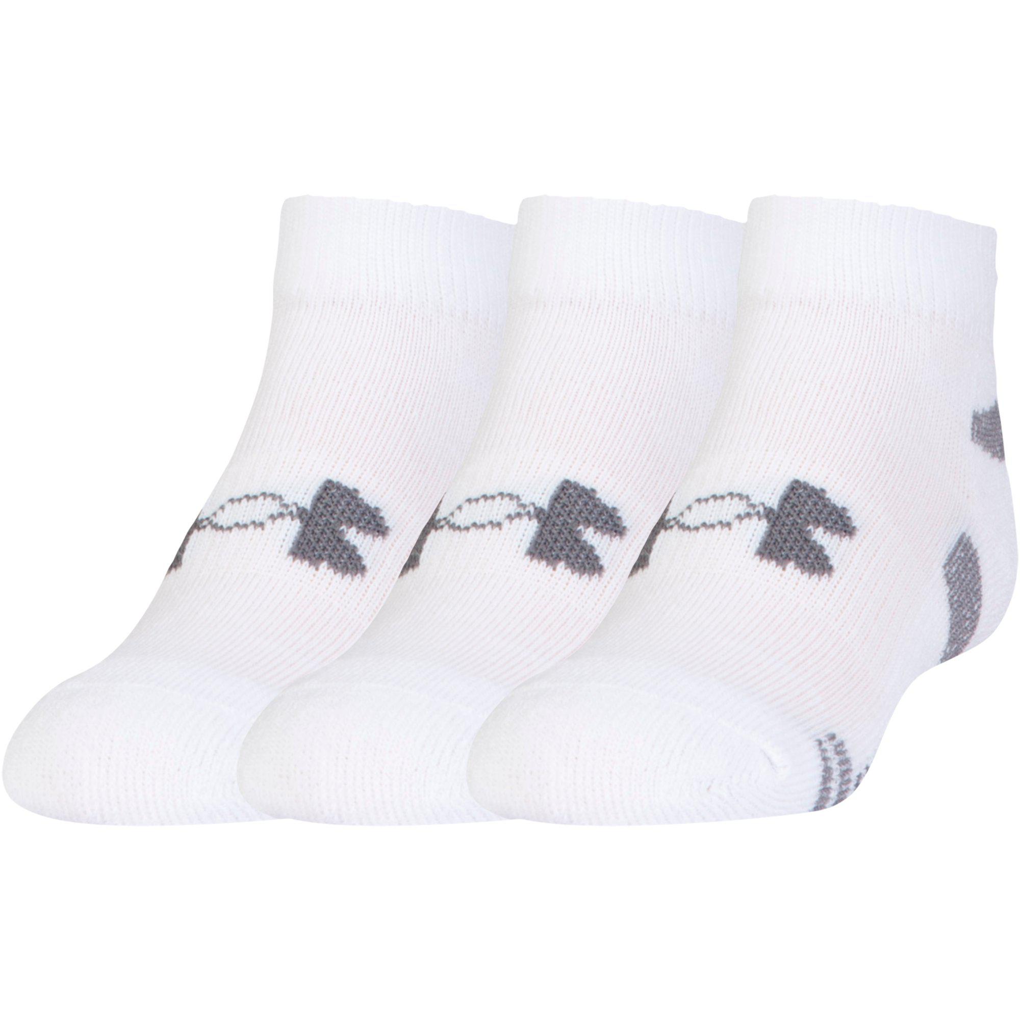 Under Armour Mens HeatGea Low Cut Crew Socks (3 Pairs) White