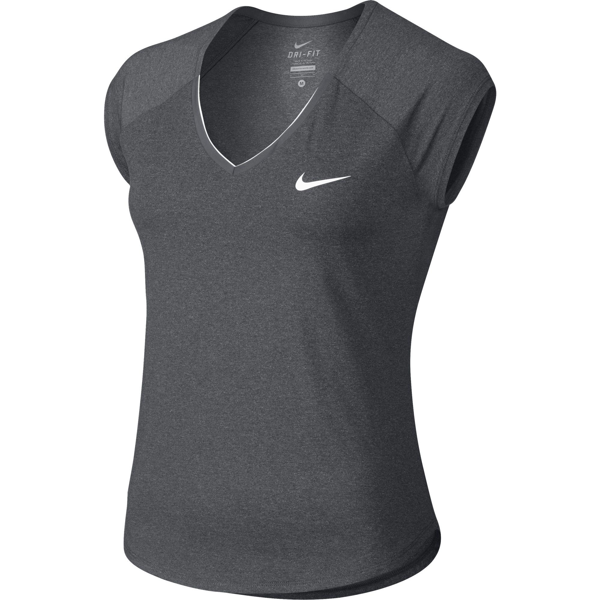 Nike Womens Pure CapSleeve 'V' Top Dark Grey/White