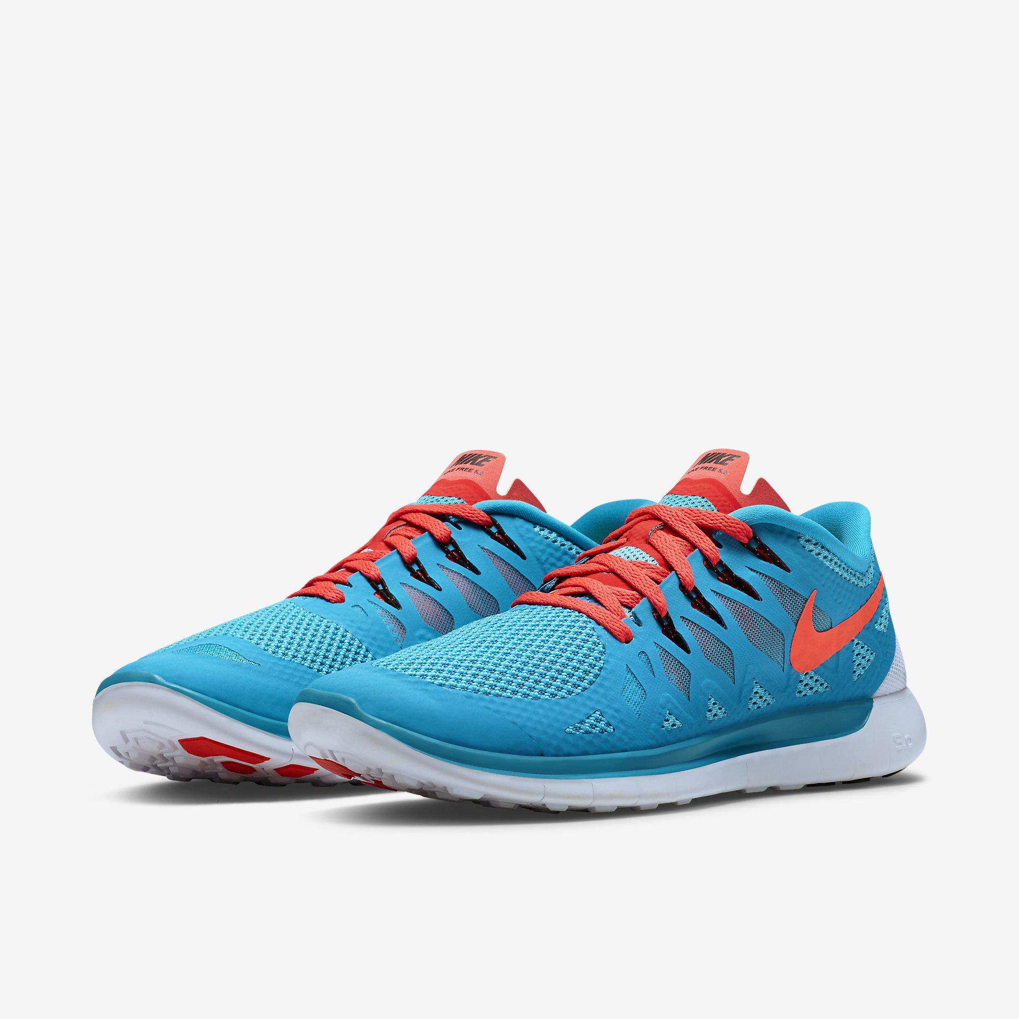 Nike Mens Free 5.0+ Running Shoes Blue Lagoon/Bright Crimson