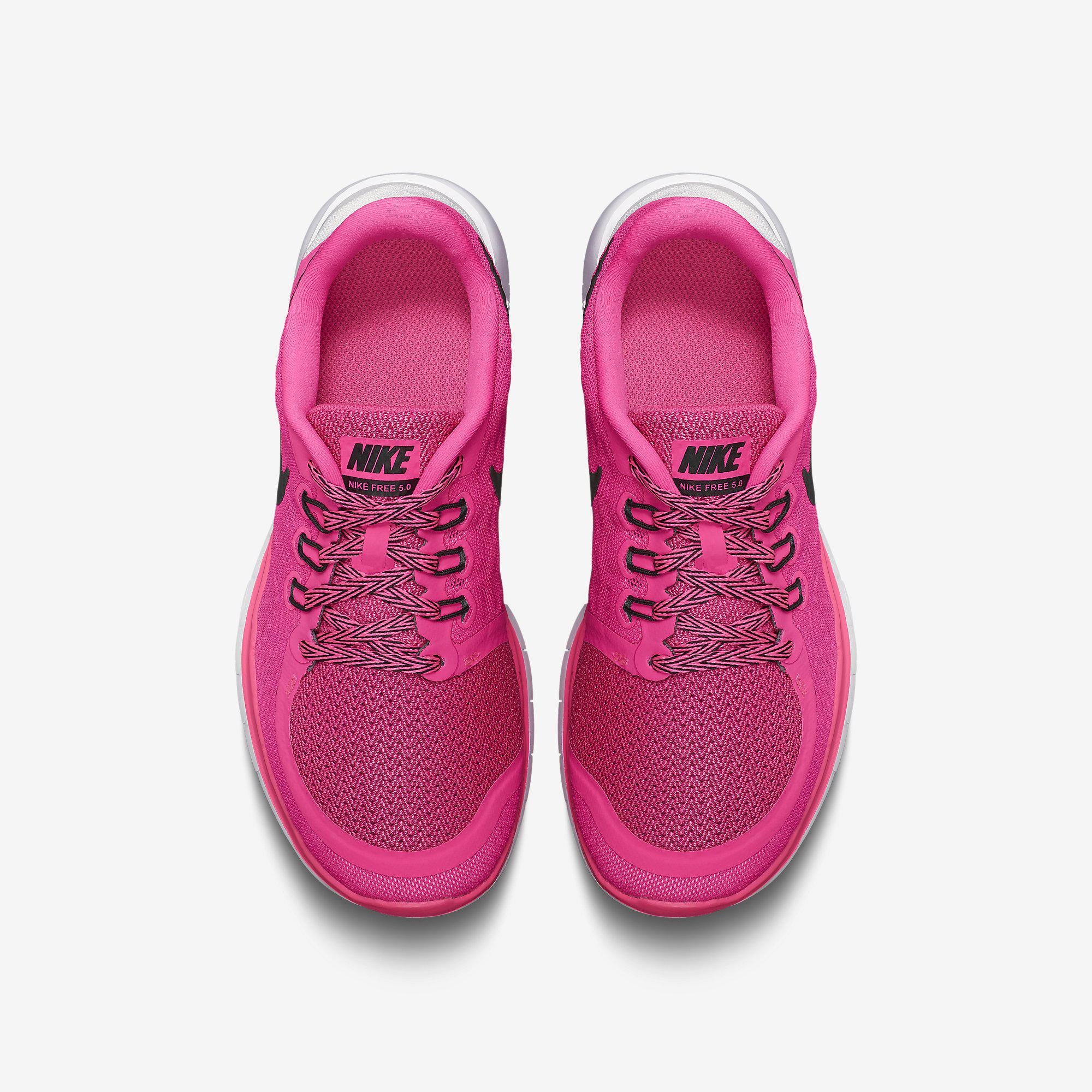 Nike Girls Free 5.0 Running Shoes Pink Pow/Vivid Pink