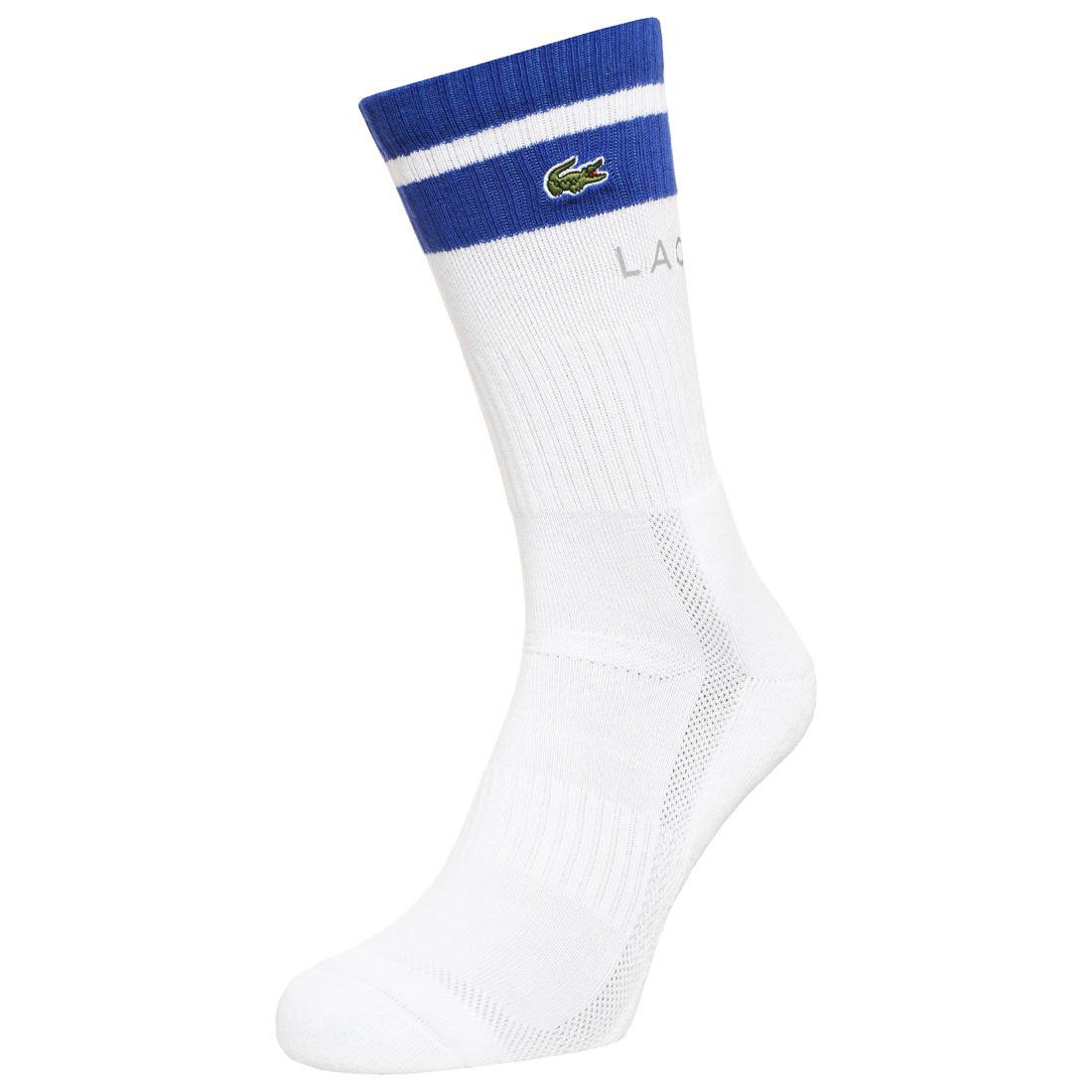 Lacoste Striped Compression Socks White/Royal Blue (UK7.511