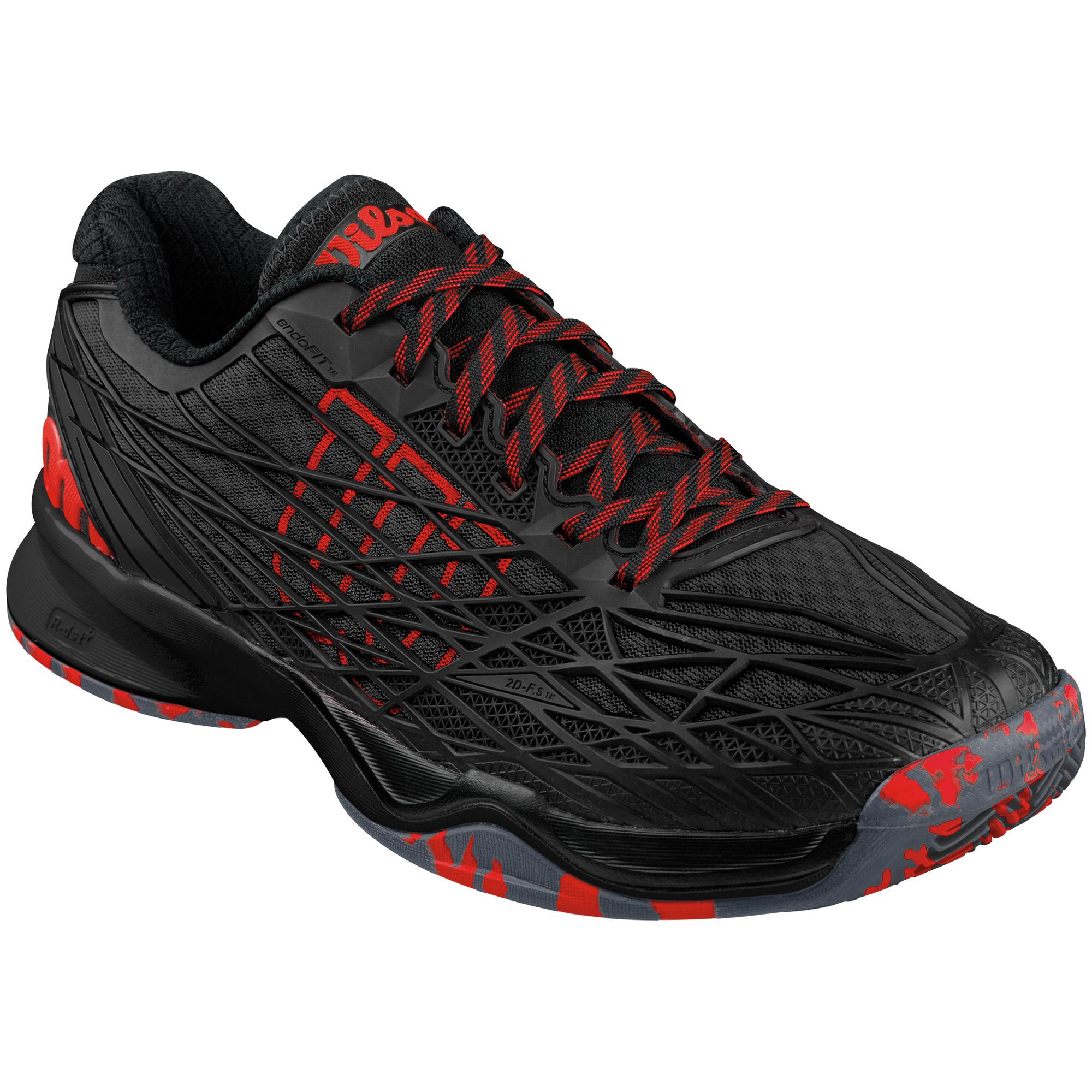 Wilson Mens Kaos Clay Court Tennis Shoes - Black/Red - Tennisnuts.com