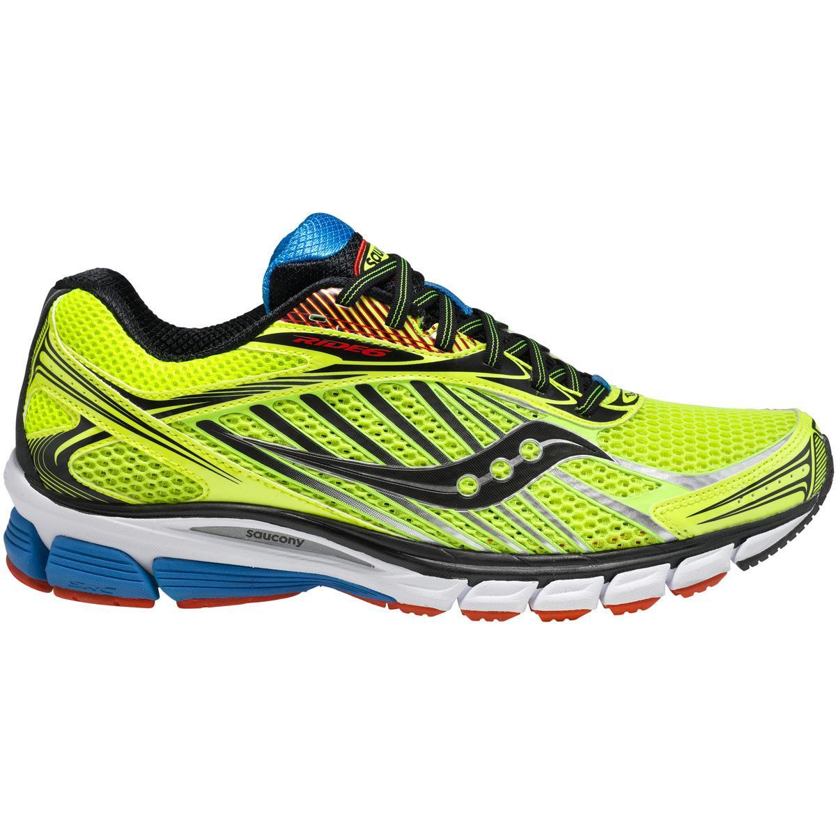 Saucony Mens Ride 6 Running Shoes - Citron/Red/Blue ...