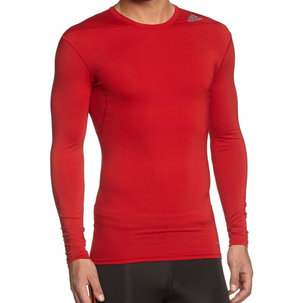 Adidas Mens Techfit Base Long Sleeve Tee - Universal Red - Tennisnuts.com