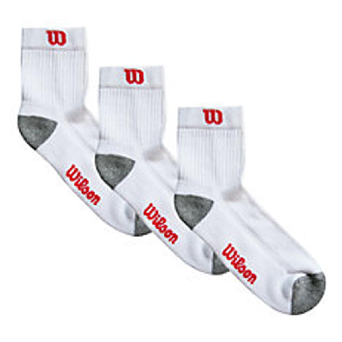 Wilson Quarter Length Socks White (Pack of 3 Pairs) (Size 611