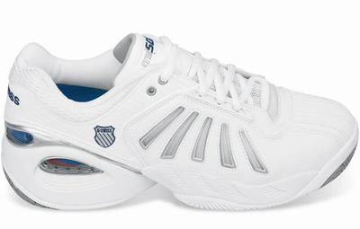 K-Swiss Mens Defier miSoul Tech Tennis Shoes- White/Platinum (+ free bag)