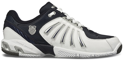 K-Swiss K-Force Indoor Carpet Tennis Shoes- White/Navy/Silver