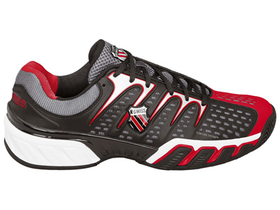K-Swiss Mens BigShot II Tennis Shoes - Black/Fiery Red/Charcoal