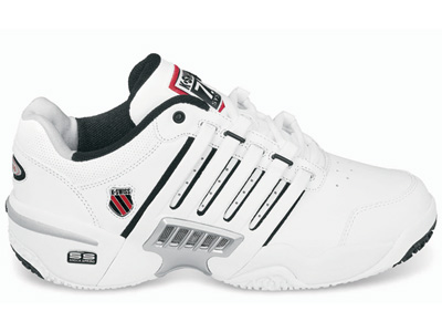 K-Swiss Mens Stabilor Omni Tennis Shoes - White/Navy/Red