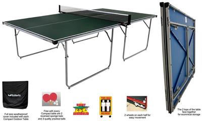 Butterfly Compact Outdoor Table Tennis Table SET - Green