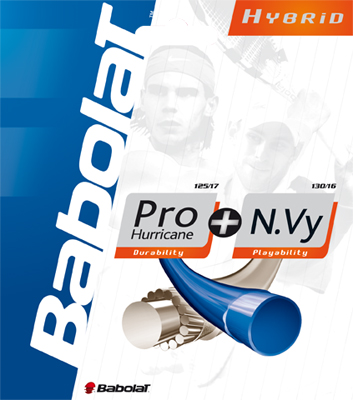 String Upgrade- Babolat Pro Hurricane/N.Vy Hybrid String (Blue/Natural)