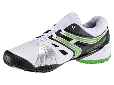 Good Tennis Shoes on Babolat Mens V Pro Omni Tennis Shoes  White Green   Tennisnuts Com