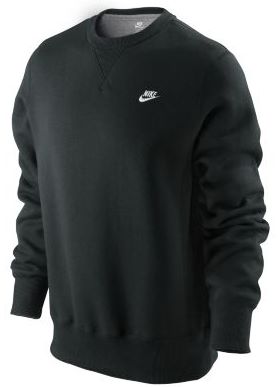 Nike Mens Brushed Fleece Crew- Black/White