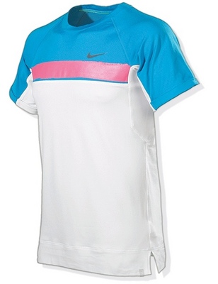 Nike Mens Nadal Crew Reinvent Top 09 White/Turquoise/Pink