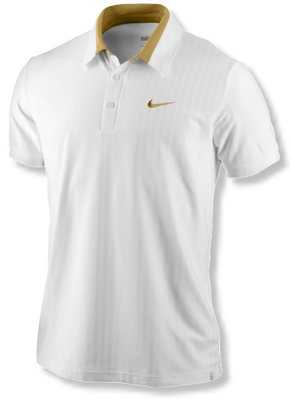 Nike Mens Federer Wimbledon Polo- White/Jersey Gold