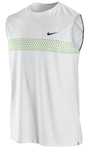 Nike Mens Athlete Sleeveless Top SF09- White/Green Spark