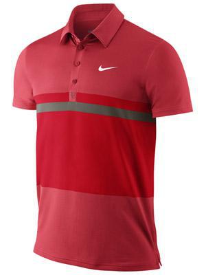 Nike Mens RF Smash Stripe Polo- Action Red/White