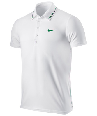 Nike Mens RF Smash Lawn Polo- White/Court Green/Club Purple