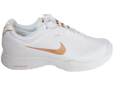 Nike Womens Lunar Speed 3 Grass Court Tennis Shoes- White/Bronze