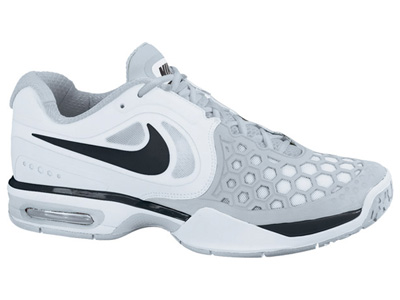Nike Mens Air Max CourtBallistec 4.3 Tennis Shoes- White/Black/Neutral Grey
