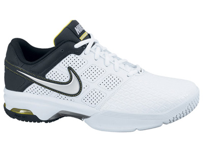 Nike Mens Air CourtBallistec 4.1 Tennis Shoes- White/Black/Metallic Silver