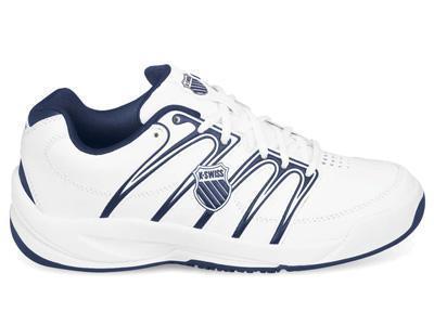 K-Swiss Kids Optim IV Omni Tennis Shoes - White/Navy (Size 3-5.5)