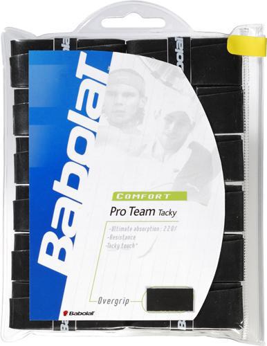 Babolat Pro Team Tacky Overgrips (12 Pack) - Black 