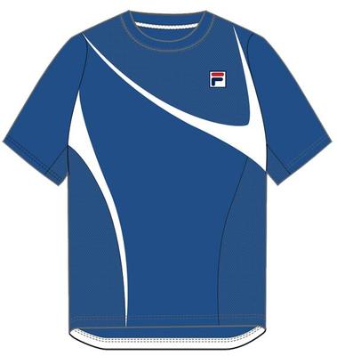 Fila Mens Tour Line Crew Neck Tee- Turkish Sea/White