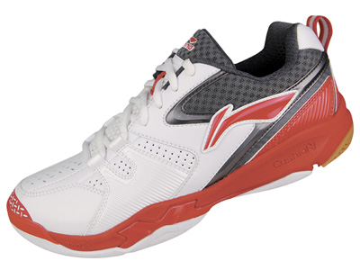 Li-Ning Mens Elite Badminton Shoes- White/Black/Red (AYZG003-2)