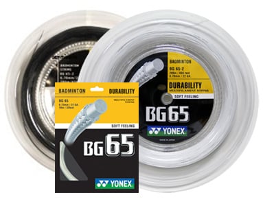 Yonex BG65 Badminton Strings- (Sets & Reels) (White/Black)
