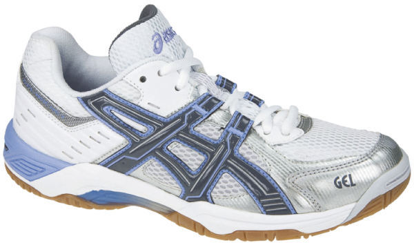 Asics WOMENS GEL Rocket Indoor Squash/Badminton Shoes- White/Charcoal/Grapemist