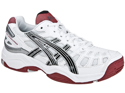 Asics Gel Resolution 3 OC Junior Tennis Shoes- White/Black/Brick Red