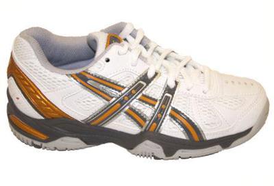 Asics Gel Resolution 2 Junior Tennis Shoes- White/Orange