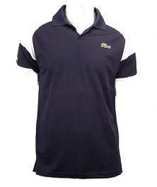Lacoste Mens Ribbed Collar Polo- Black/white