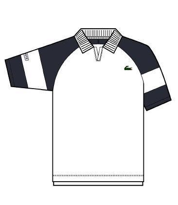 Lacoste Mens Ribbed Collar Polo- White/Grey