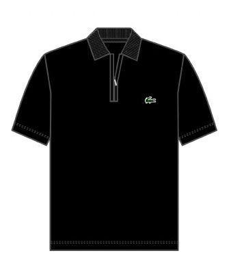 Lacoste Mens Plymouth Zip Polo- Black