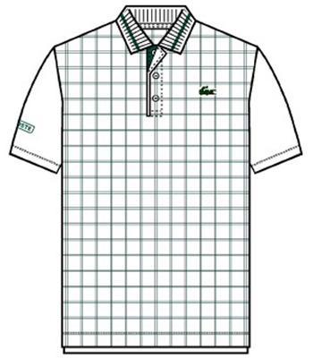 Lacoste Mens Ribbed Collar Polo- White/Green/Purple