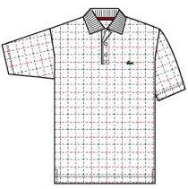 Lacoste Mens Ribbed Collar Polo 08 Checked White/Red