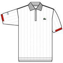 Lacoste Mens Ribbed Collar Polo- White/Grey