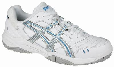 Asics Womens Advantage Tennis Shoes- White/Lightning/Azure