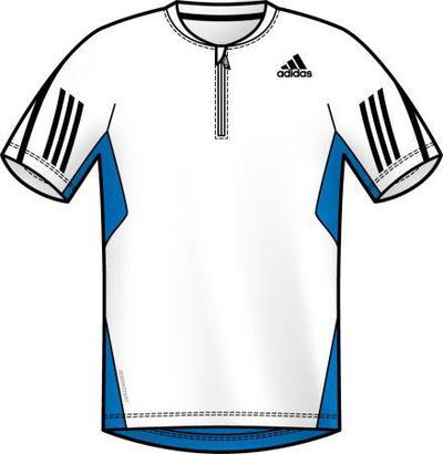 Adidas Mens Comp Theme Polo- White/Pool Blue