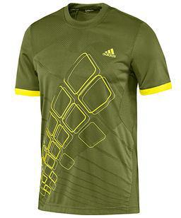 Adidas Mens Edge Tee 0109- Olive/Neon Yellow