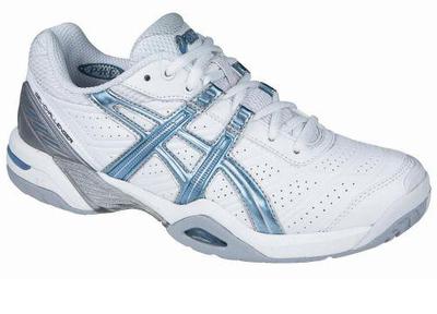 Asics Womens Gel Challenger 7 Tennis Shoes- White/Cyan (+Free Shoe Bag)