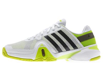 Adidas Mens Adipower Barricade 8 Tennis Shoes - White/Solar Slime