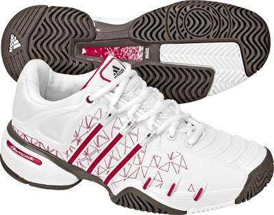 Adidas Womens Barricade V Tennis Shoes AO09- White/Black/Yellow