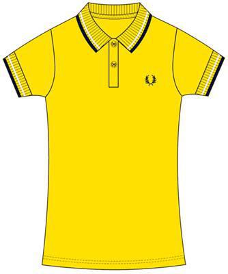 Fred Perry Womens Classic Fred Perry Polo Shirt-Yellow/White/Navy