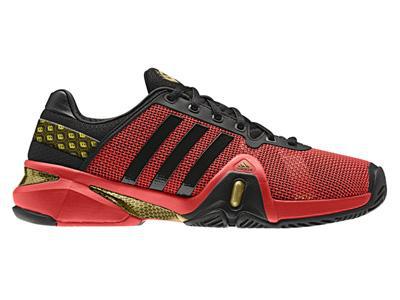 Adidas Mens adipower Barricade 8 Tennis Shoes - Black/Hi-Res Red/Gold - main image