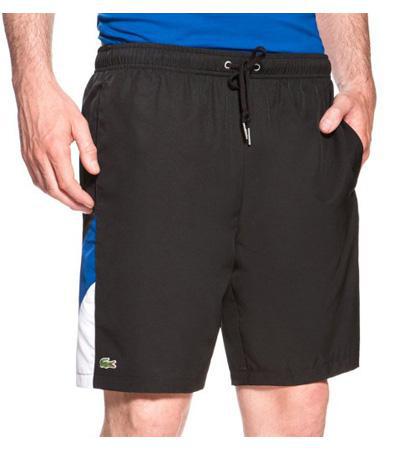 Lacoste Mens Taffeta Tennis Shorts- Black/White/Blue