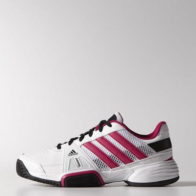 Adidas Girls Barricade Team 3 XJ Tennis Shoes - White/Bold Pink