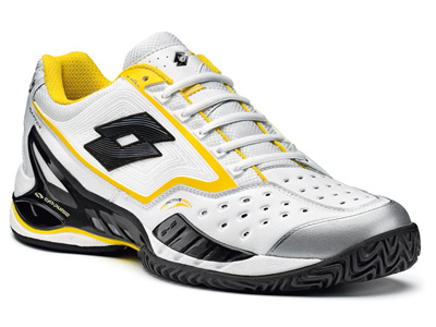Lotto Mens Raptor Ultra II Tennis Shoes- White/Vibrant-Yellow